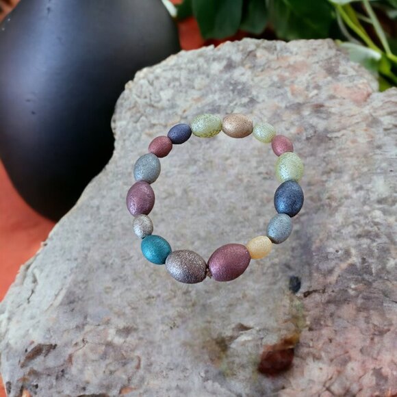 Multi-Colored Muted Acrylic Beaded Bracelets - Set of 2 - New - Picture 4 of 4